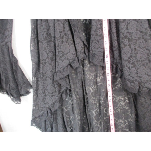Gothic Black Lace High Low Dress Bell Sleeve Victorian Steampunk Dress Top - Picture 10 of 16
